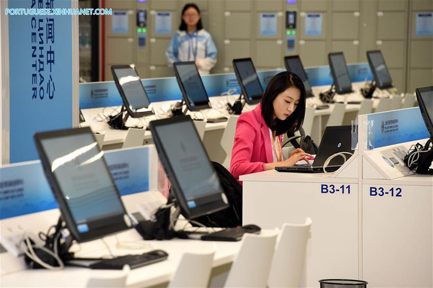 Centro de mídia da cúpula da OCS é aberto