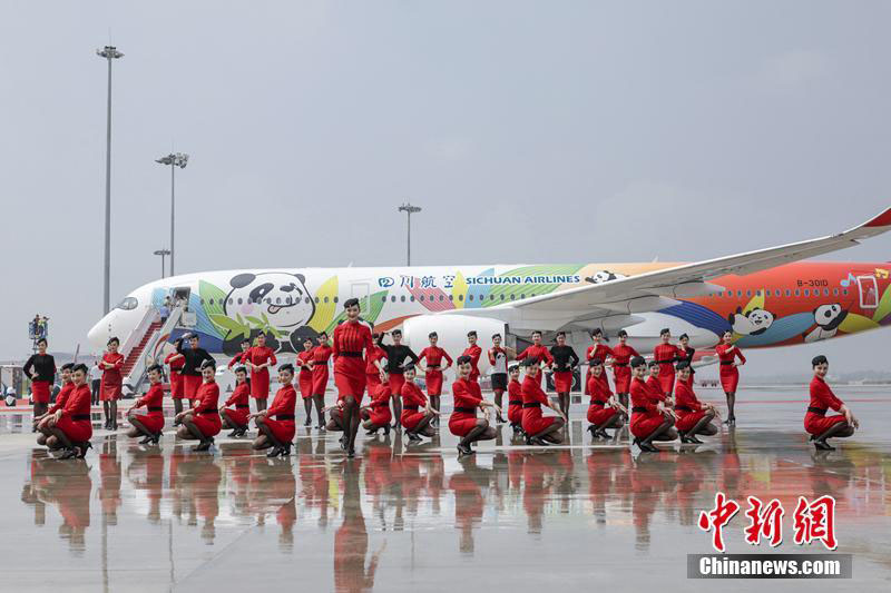 Transportadora aérea de Sichuan apresentou novos Airbus A350 ilustrados com pandas