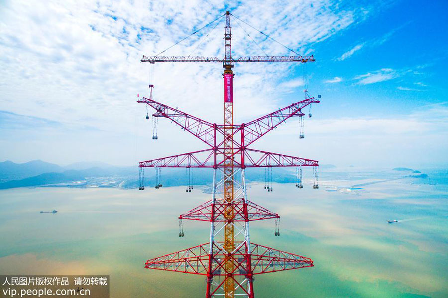 Zhejiang: Concluída a primeira torre de transmiss?o de eletricidade mais alta do mundo