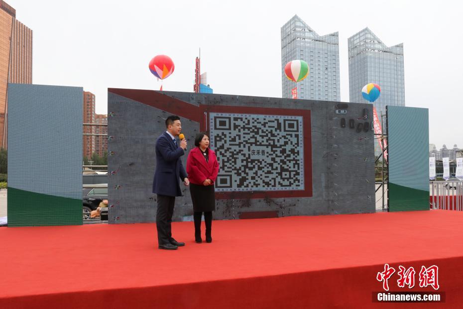 Maior código QR do mundo feito com gr?os exibido em Harbin