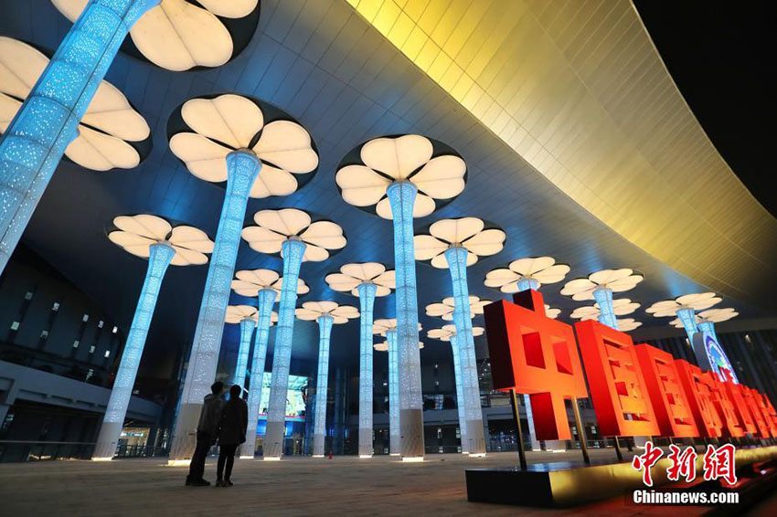 Ilumina??o temática da primeira CIIE entra na fase final de testes