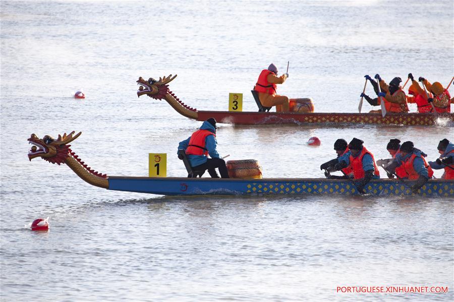 Corridas de barcos do drag?o s?o realizadas em Jilin, nordeste da China