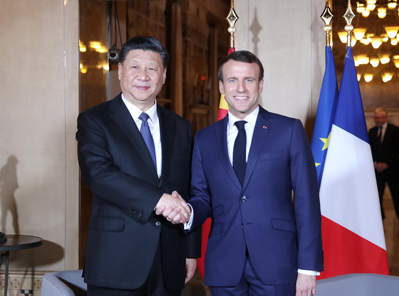Xi reúne-se com Macron sobre manuten??o de rela??es saudáveis China-Fran?a
