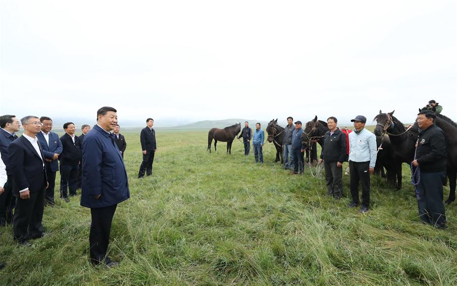 Xi faz visita de inspe??o em Shandan, província de Gansu