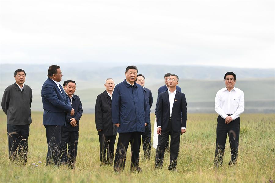 Xi faz visita de inspe??o em Shandan, província de Gansu