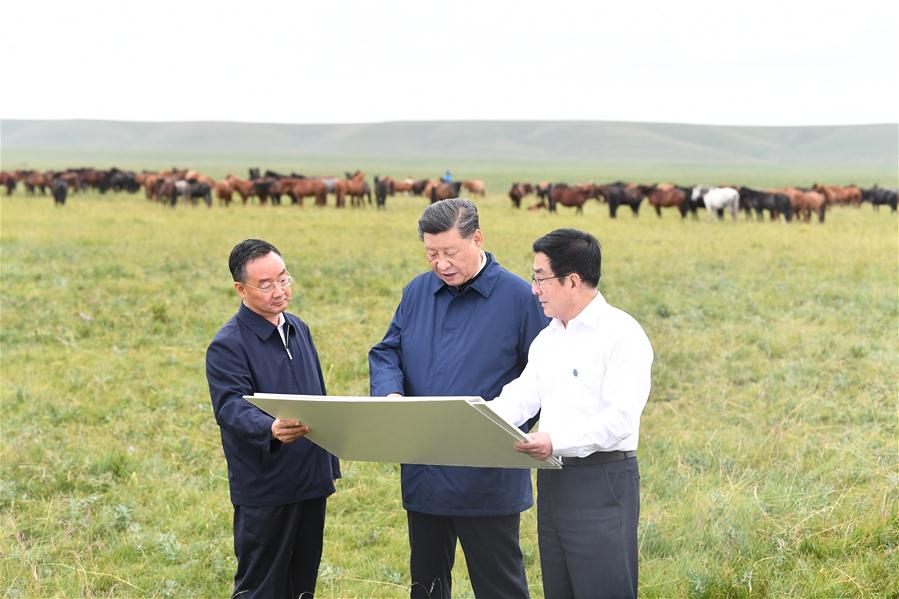 Xi faz visita de inspe??o em Shandan, província de Gansu
