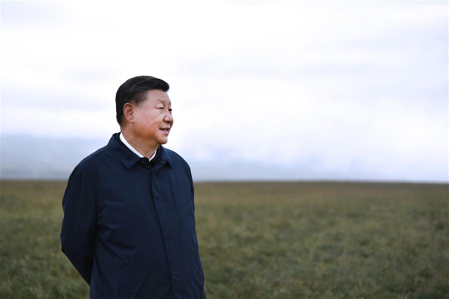 Xi faz visita de inspe??o em Shandan, província de Gansu