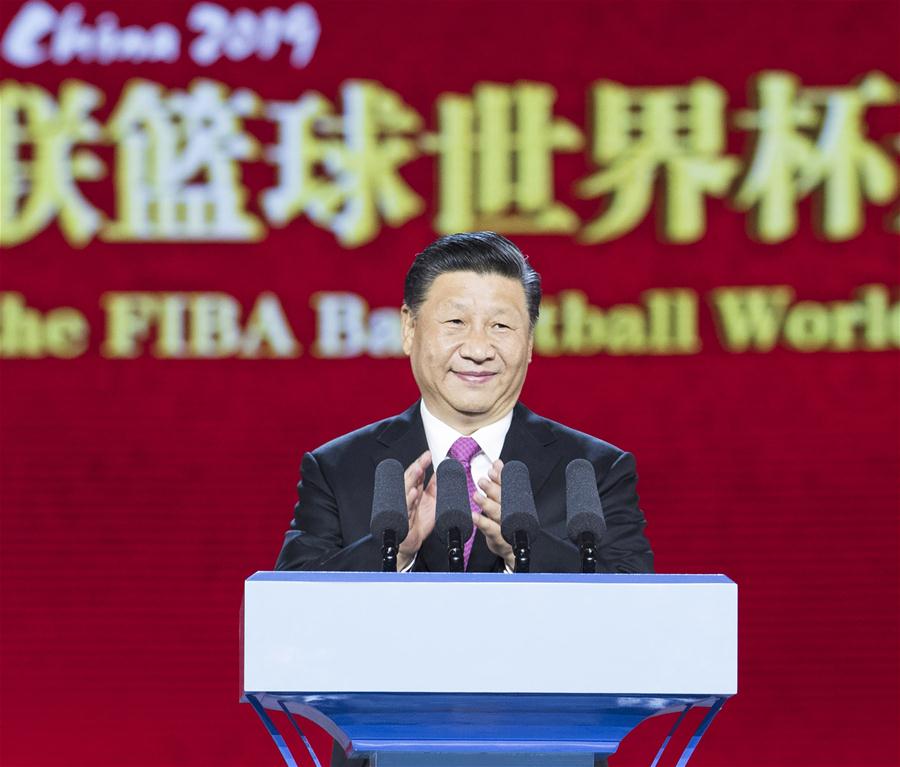Xi participa da cerim?nia de abertura da Copa do Mundo de Basquete FIBA 2019