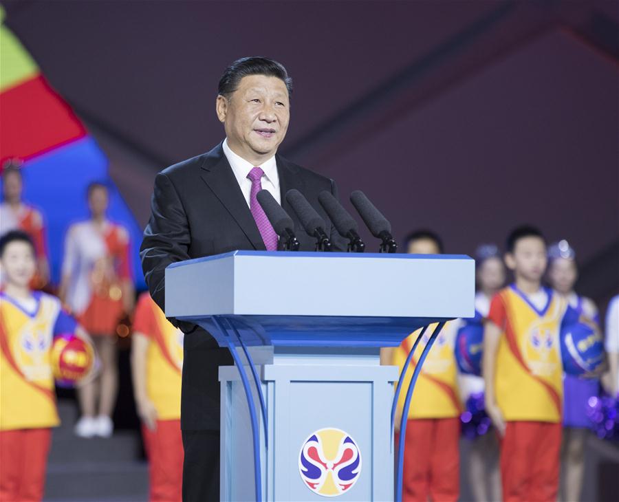 Xi participa da cerim?nia de abertura da Copa do Mundo de Basquete FIBA 2019