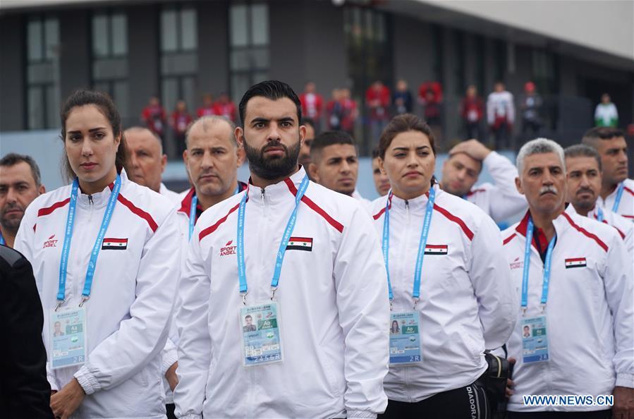 Cerim?nia de hasteamento da bandeira realizada na vila de atletas dos 7o Jogos Mundiais Militares