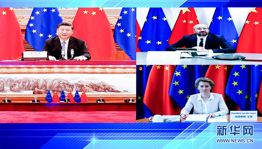 Presidente chinês reúne-se com líderes da Uni?o Europeia via link de vídeo