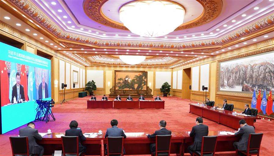 Xi e chefe da ONU realizam videoconferência