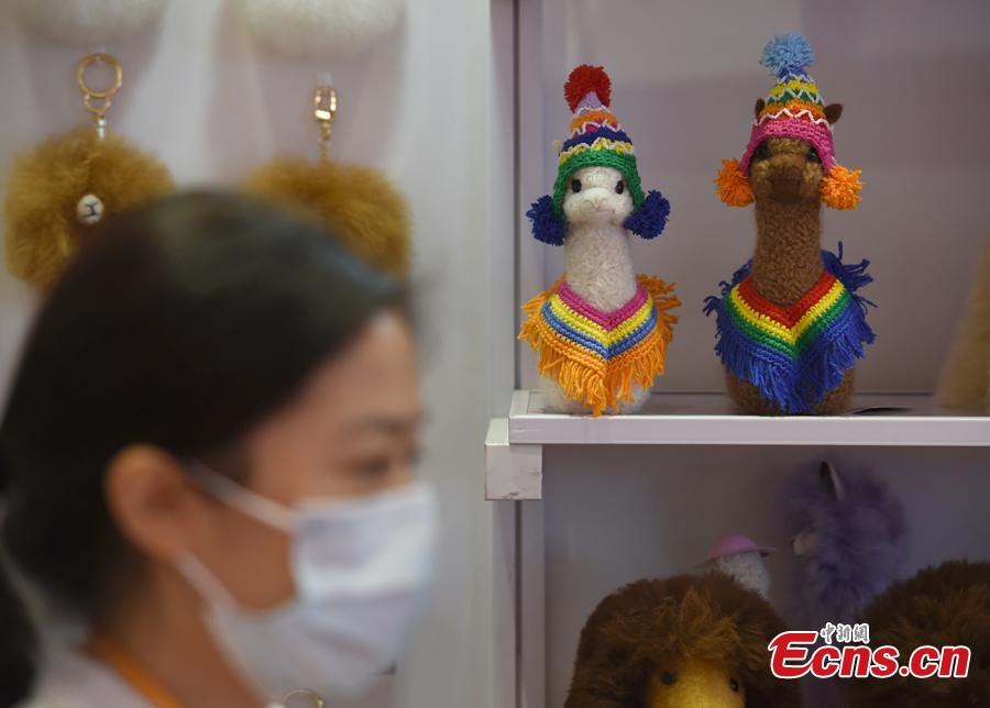 Produtos de l? de alpaca do Peru impressionam visitantes da 3a Feira Internacional de Importa??o da China 