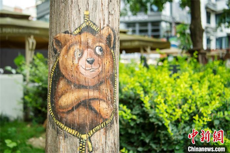 Chengdu: artistas pintam árvores ao longo da margem do rio Fuhe