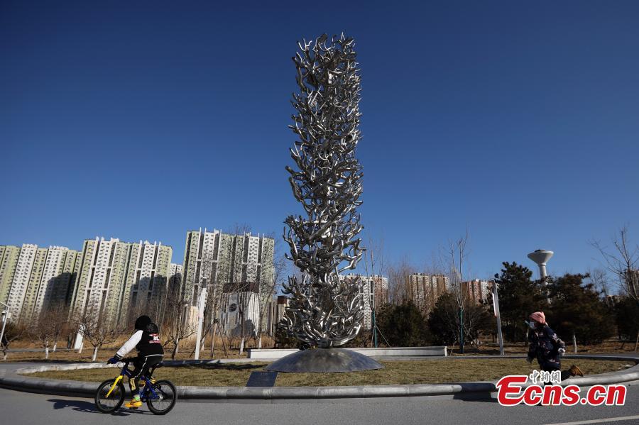 Esculturas de artistas estrangeiros instaladas no Parque Olímpico de Inverno de Beijing