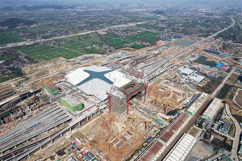 Constru??o da Esta??o Ferroviária Oeste de Hangzhou está em andamento