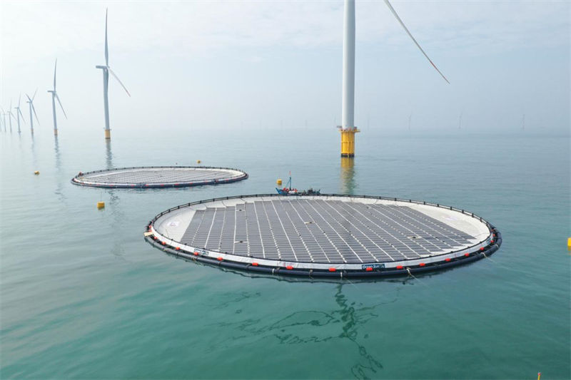 Primeiro projeto eólico-solar híbrido flutuante do mundo entrou em opera??o no leste da China