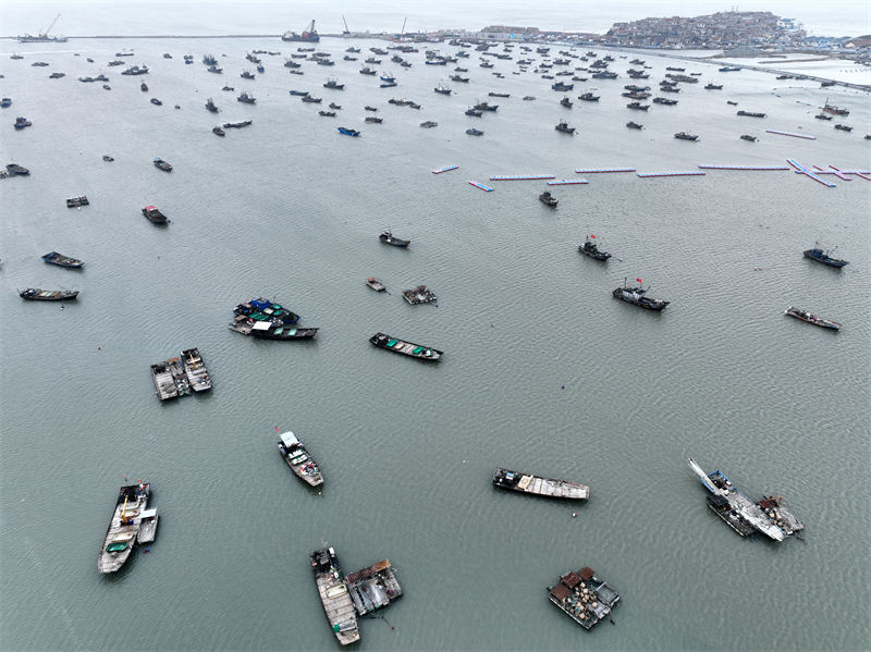 Jiangsu: barcos voltaram ao porto devido à aproxima??o de frente fria   