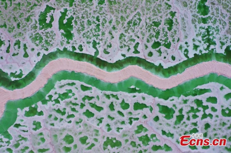 Lago Esmeralda chama aten??o na Bacia de Qaidam em Qinghai