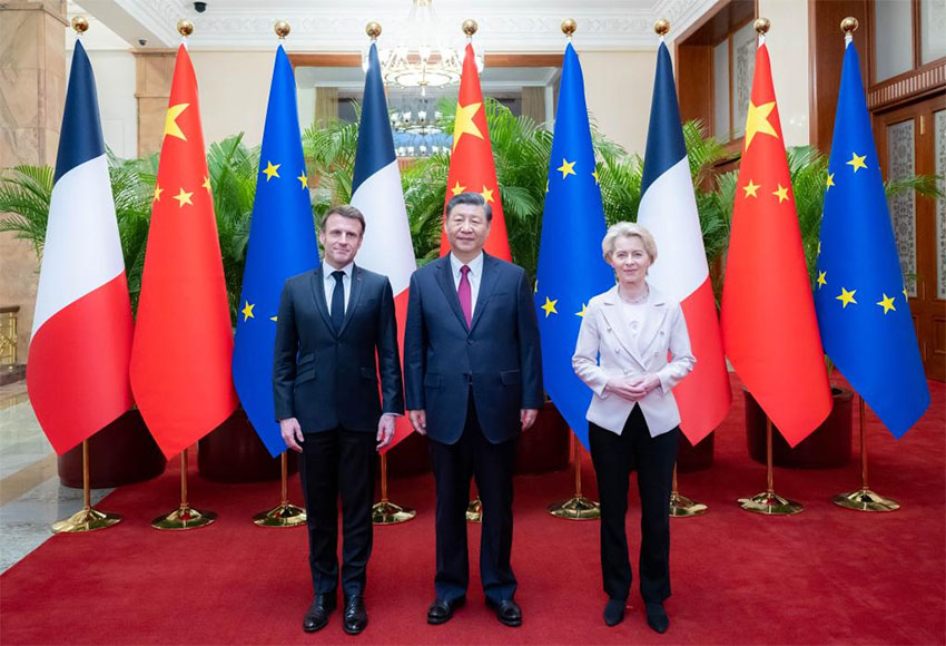Xi Jinping realiza reuni?o trilateral com Macron e von der Leyen