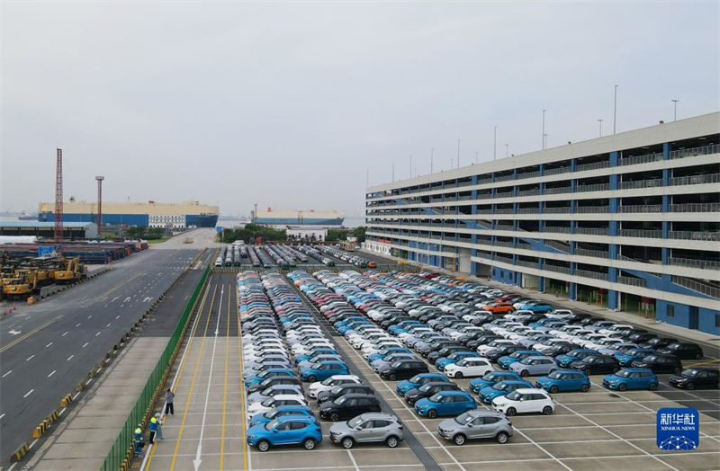 Importante porto de exporta??es de produtos automotivos em Shanghai