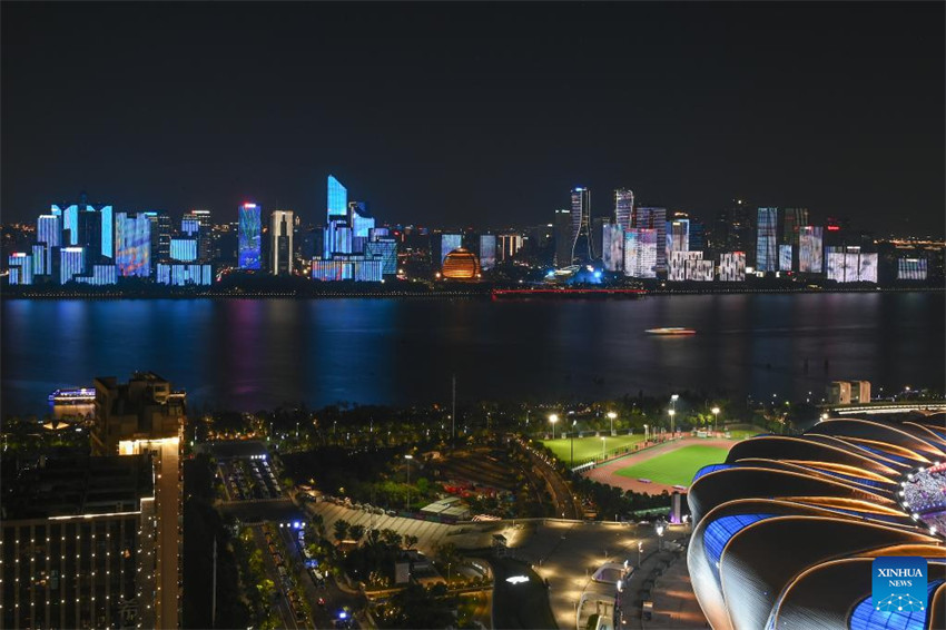 Vistas aéreas de Hangzhou, cidade-sede dos 19o Jogos Asiáticos
