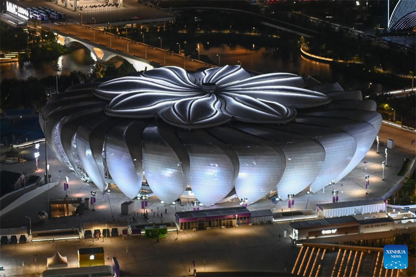 Vistas aéreas de Hangzhou, cidade-sede dos 19o Jogos Asiáticos