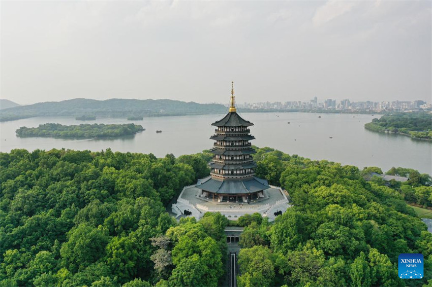 Vistas aéreas de Hangzhou, cidade-sede dos 19o Jogos Asiáticos