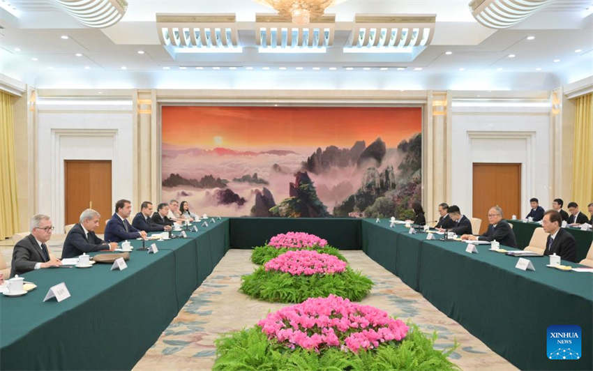 Legislador chinês sênior se reúne com delega??es de pessoas n?o governamentais e especialistas franceses