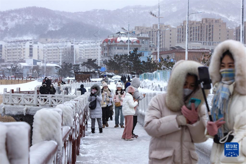 Shandong exibe bela paisagem de gelo após neve, no leste da China
