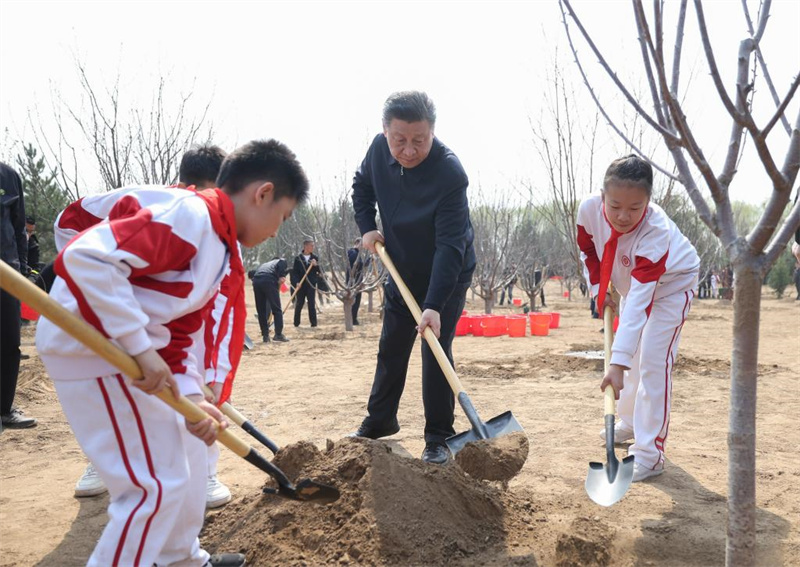 Xi Jinping planta árvores em Beijing e pede esfor?os de arboriza??o em todo o país para uma Bela China