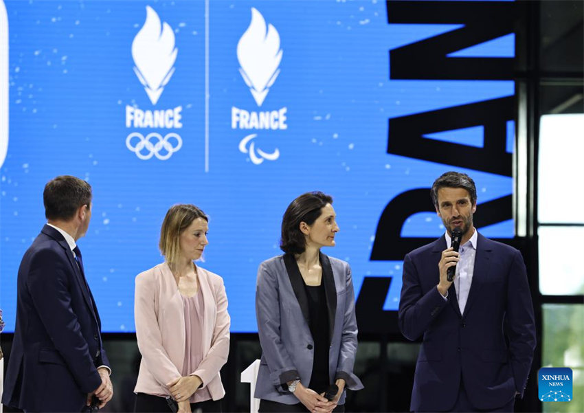 Cerim?nia é realizada para comemorar 100 dias de contagem regressiva para os Jogos Olímpicos de Paris 2024