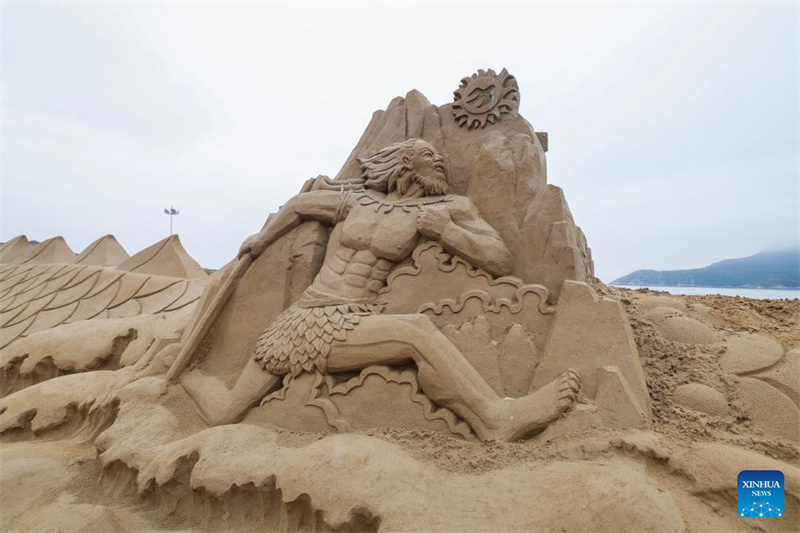 25o Festival Internacional de Escultura de Areia de Zhoushan realizada no leste da China