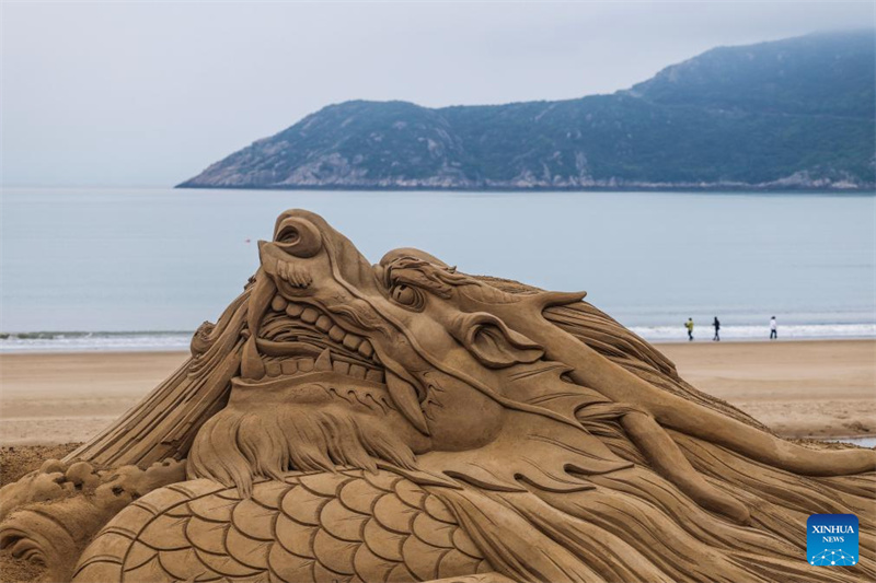 25o Festival Internacional de Escultura de Areia de Zhoushan realizada no leste da China