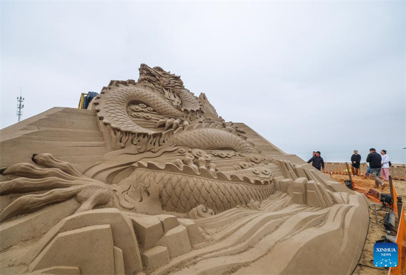 25o Festival Internacional de Escultura de Areia de Zhoushan realizada no leste da China