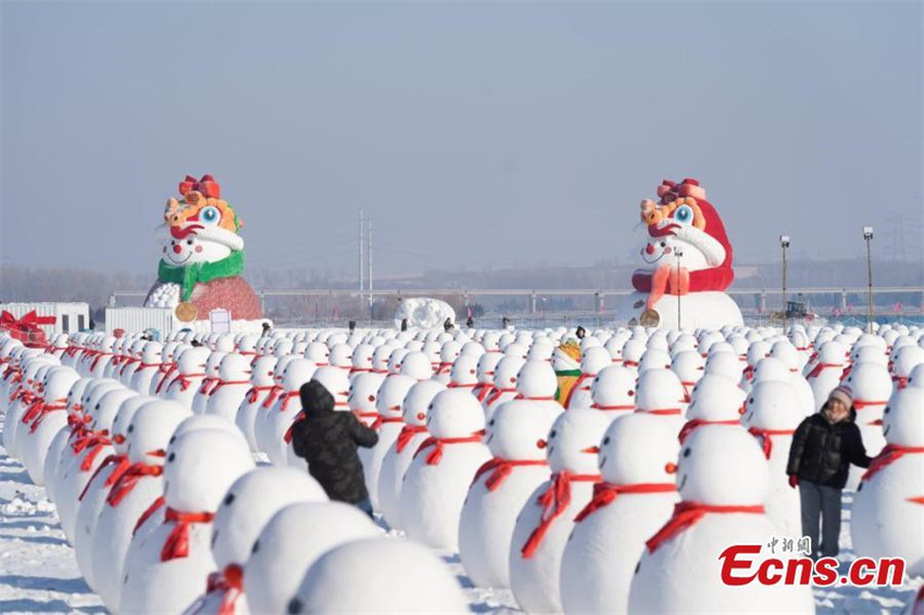 Novos bonecos de neve atraem aten??o em Harbin