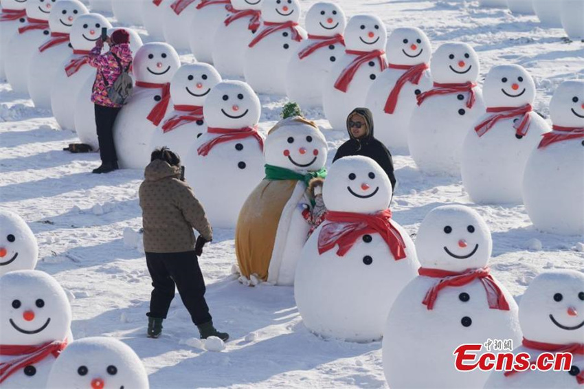 Novos bonecos de neve atraem aten??o em Harbin