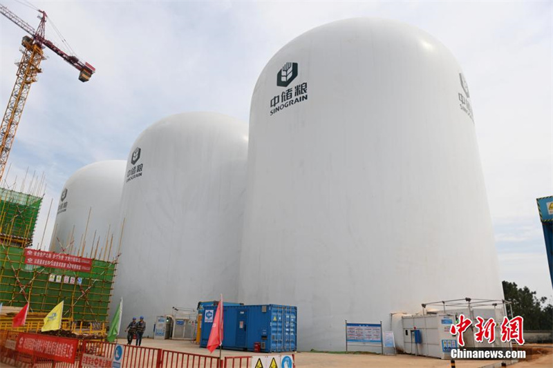 Primeiras instala??es de armazenamento de gr?os com membrana inflável da China estreiam em Hunan