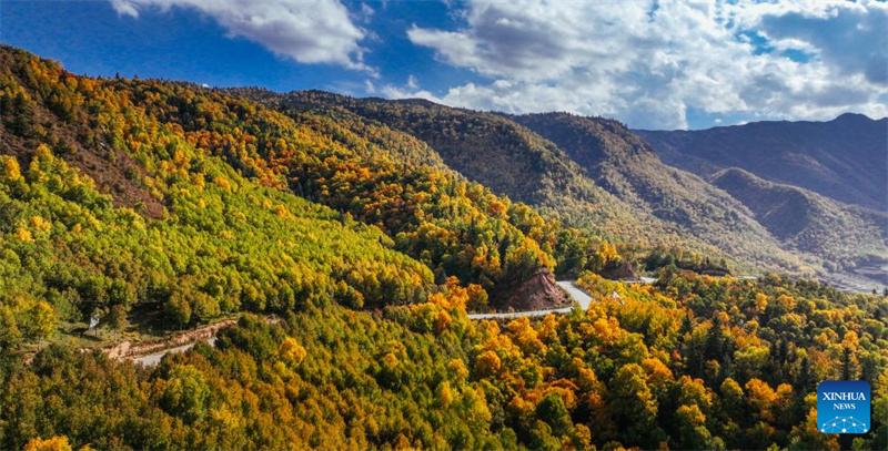 Vista do Geoparque Nacional de Kanbula em Qinghai, China
